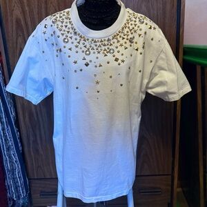 White Studded Short-Sleeve Tee